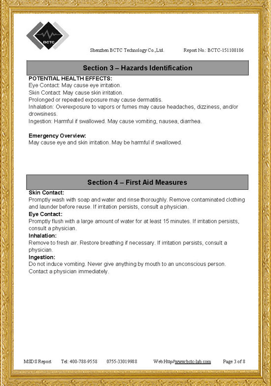 Face Paint MSDS