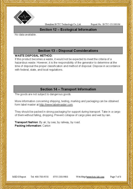 Face Paint MSDS