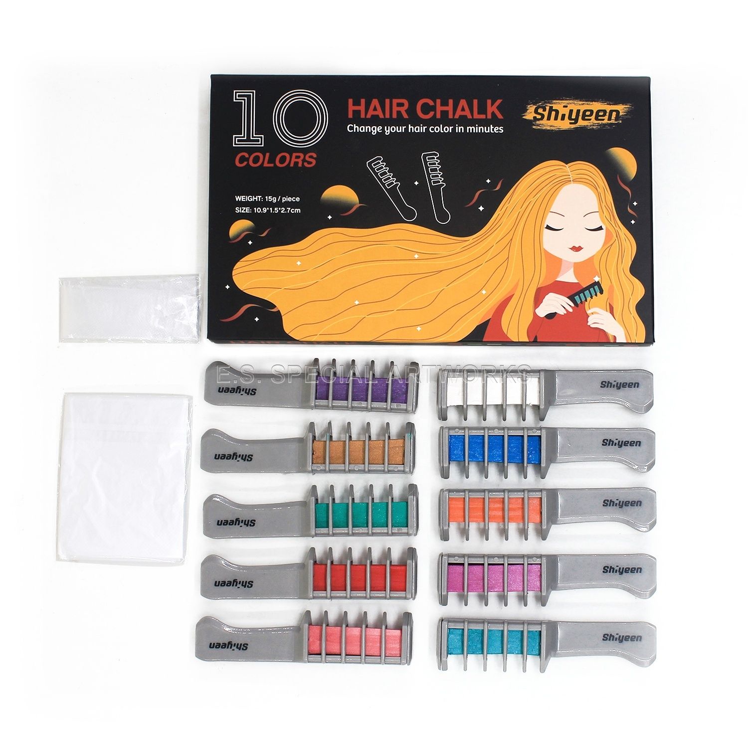 Temporary Hair Color Powder - 10 Color Hair Dyeing Comb
